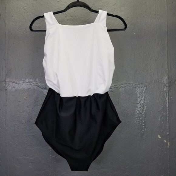 Hackwith Design House Bathing Suit Plus +1 US 14 One Piece Black White Swimsuit - Picture 1 of 11